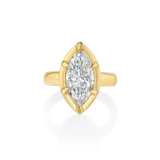 Mega Marquise Button Back Ring in Yellow Gold