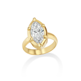 Mega Marquise Button Back Ring in Yellow Gold