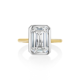 Two-Tone Emerald Diamond Bezel Ring