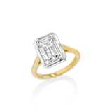 Two-Tone Emerald Diamond Bezel Ring