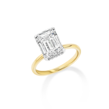 Emerald Diamond Solitaire Two-Tone