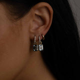 Diana Huggies with Aquamarine Black Rhodium Drops