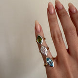 Mega Marquise Button Back Ring in Aquamarine