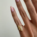 Mega Marquise Button Back Ring in Fancy Yellow