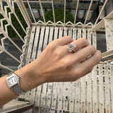 Two-Tone Emerald Diamond Bezel Ring