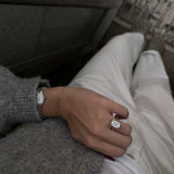 Two-Tone Emerald Diamond Bezel Ring