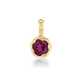 Pendant featuring a hand-selected 0.75ct round wine rhodolite garnet set in hammered 14K yellow gold, with a softly textured, light-catching finish.