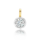14k yellow gold pendant featuring a round diamond at the center, secured in a prong-style setting beneath a simple gold bail.