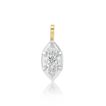14k yellow gold pendant featuring a marquise-cut white diamond secured in a white rhodium bezel with prongs, hanging from a simple gold bail.