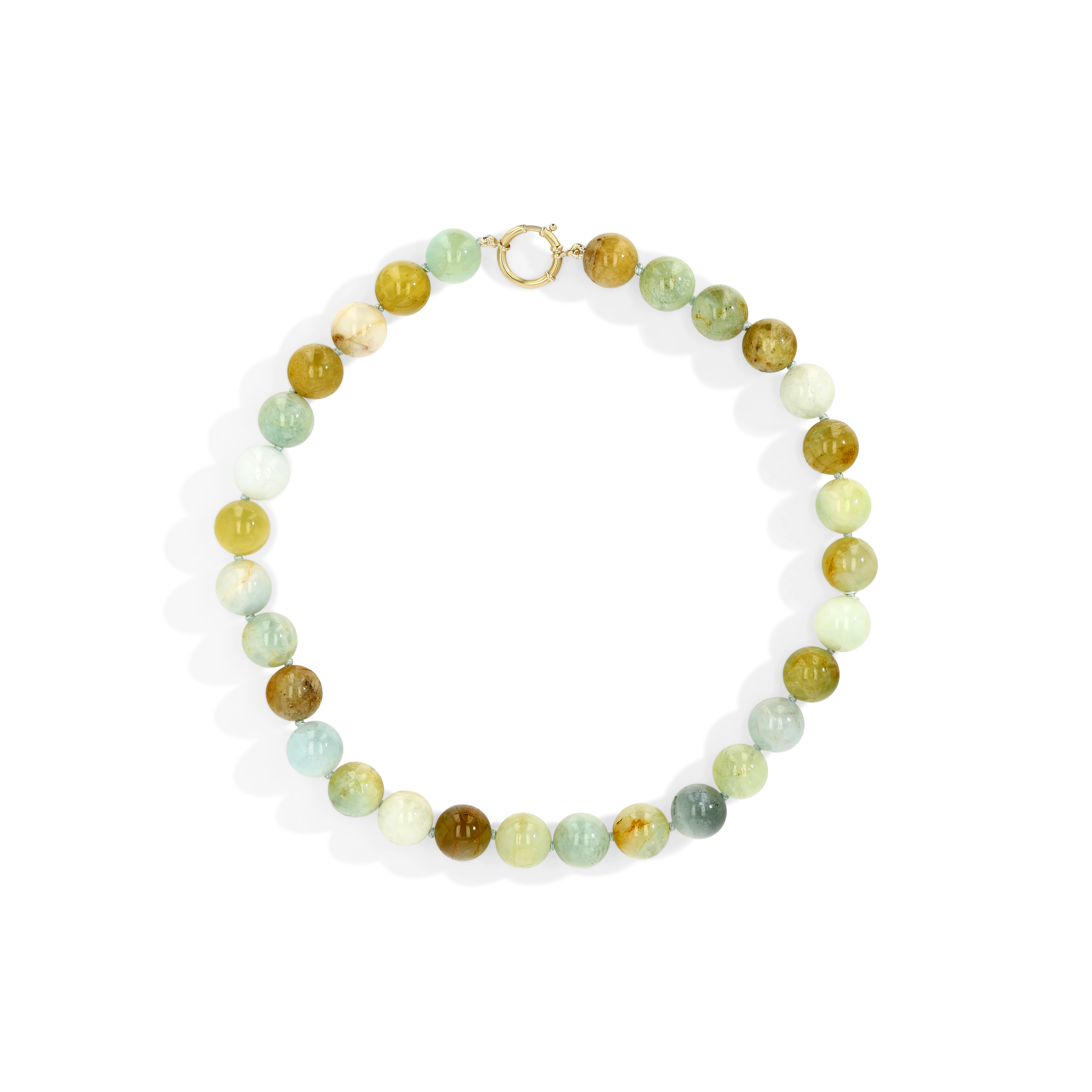 Multicolored beaded bracelet on a white background