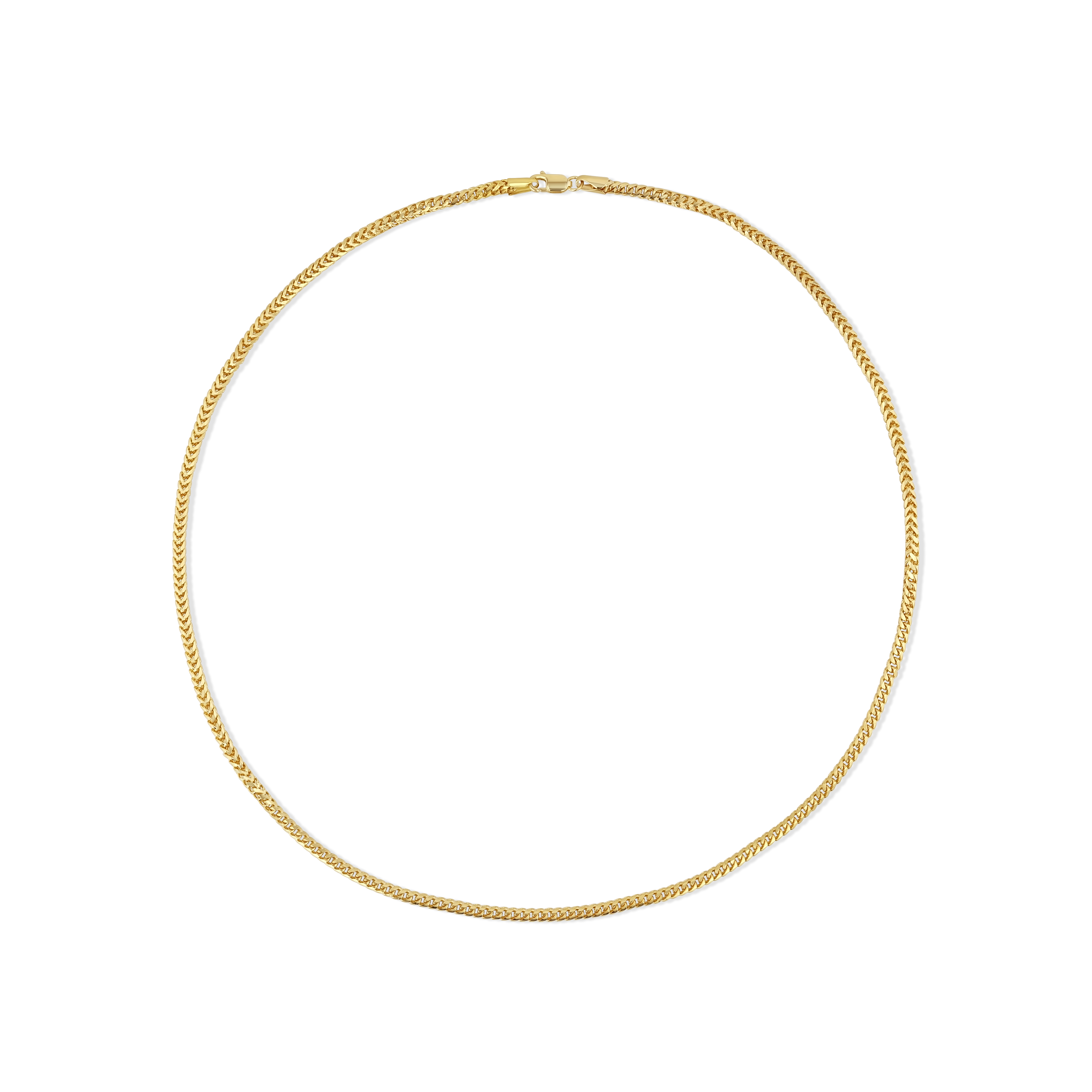 Willow Chain — a solid-gold necklace with a refined Franco weave, designed to feel buttery soft against the skin and to catch the light beautifully.