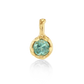 Pendant featuring a round mint green tourmaline set in subtly hammered 14K yellow gold, with a soft organic finish that reflects light beautifully.