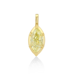 14k yellow gold pendant featuring a marquise-cut fancy yellow diamond held in a pointed bezel-style frame with a simple gold bail. 