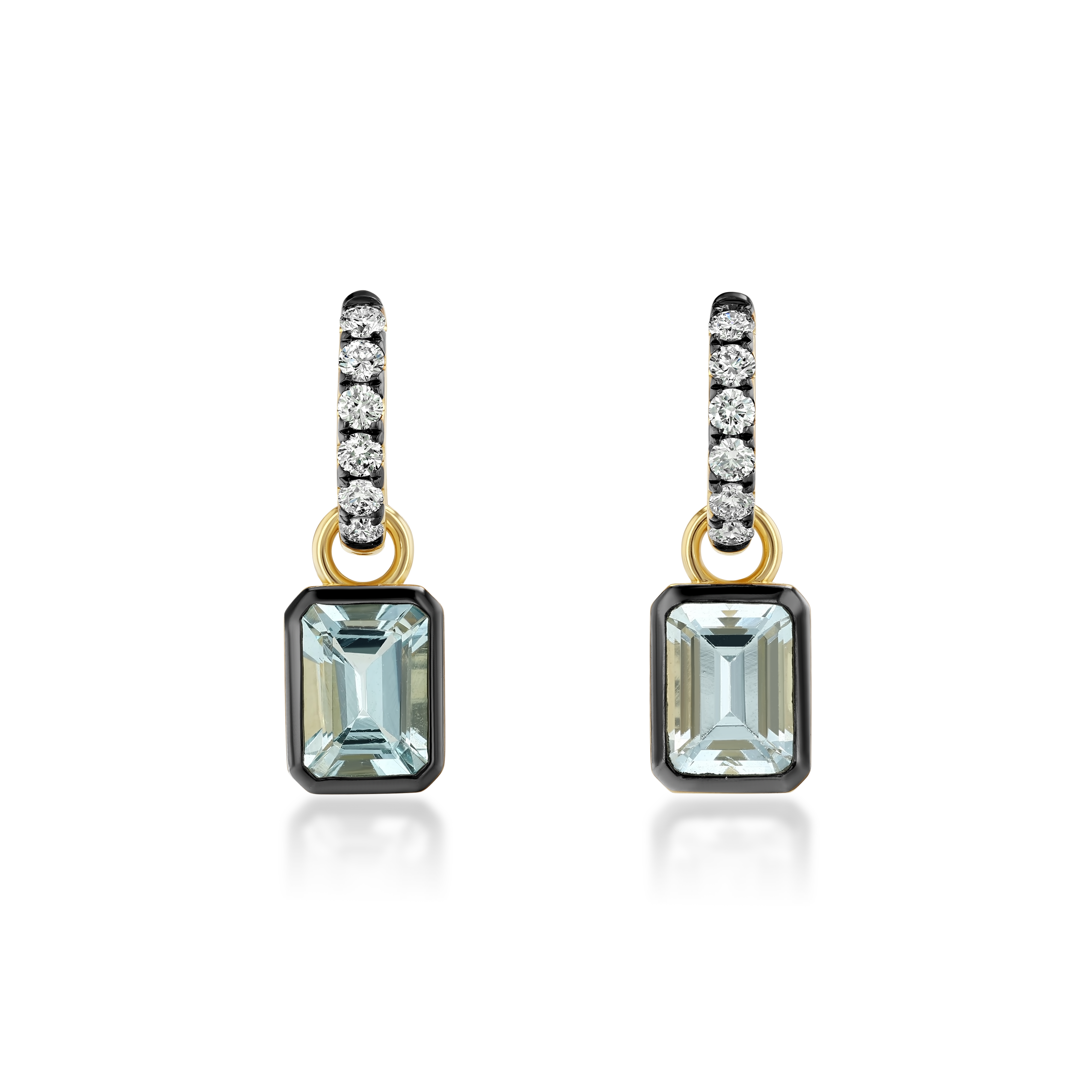 Diana Huggies with Aquamarine Black Rhodium Drops, image 1 of 6
