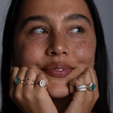 Forma Pear Bezel Ring in Lagoon