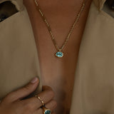 Forma Pear Bezel Ring in Lagoon