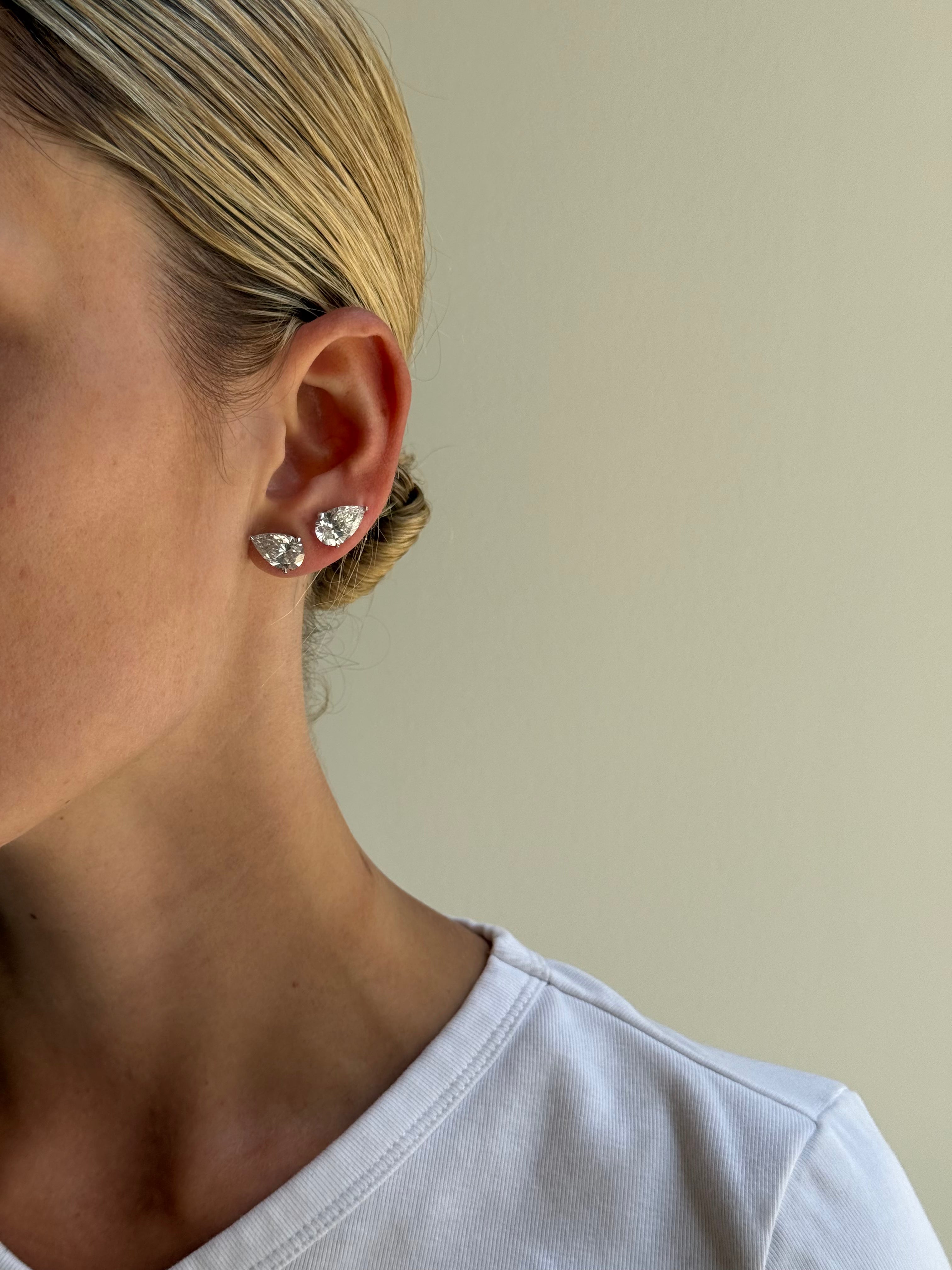 Real Fine Signature Pear Studs, image 4 of 7