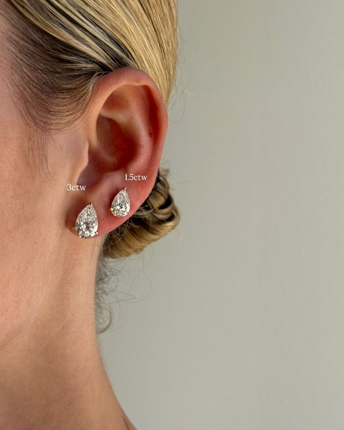 Real Fine Signature Pear Studs, image 6 of 7