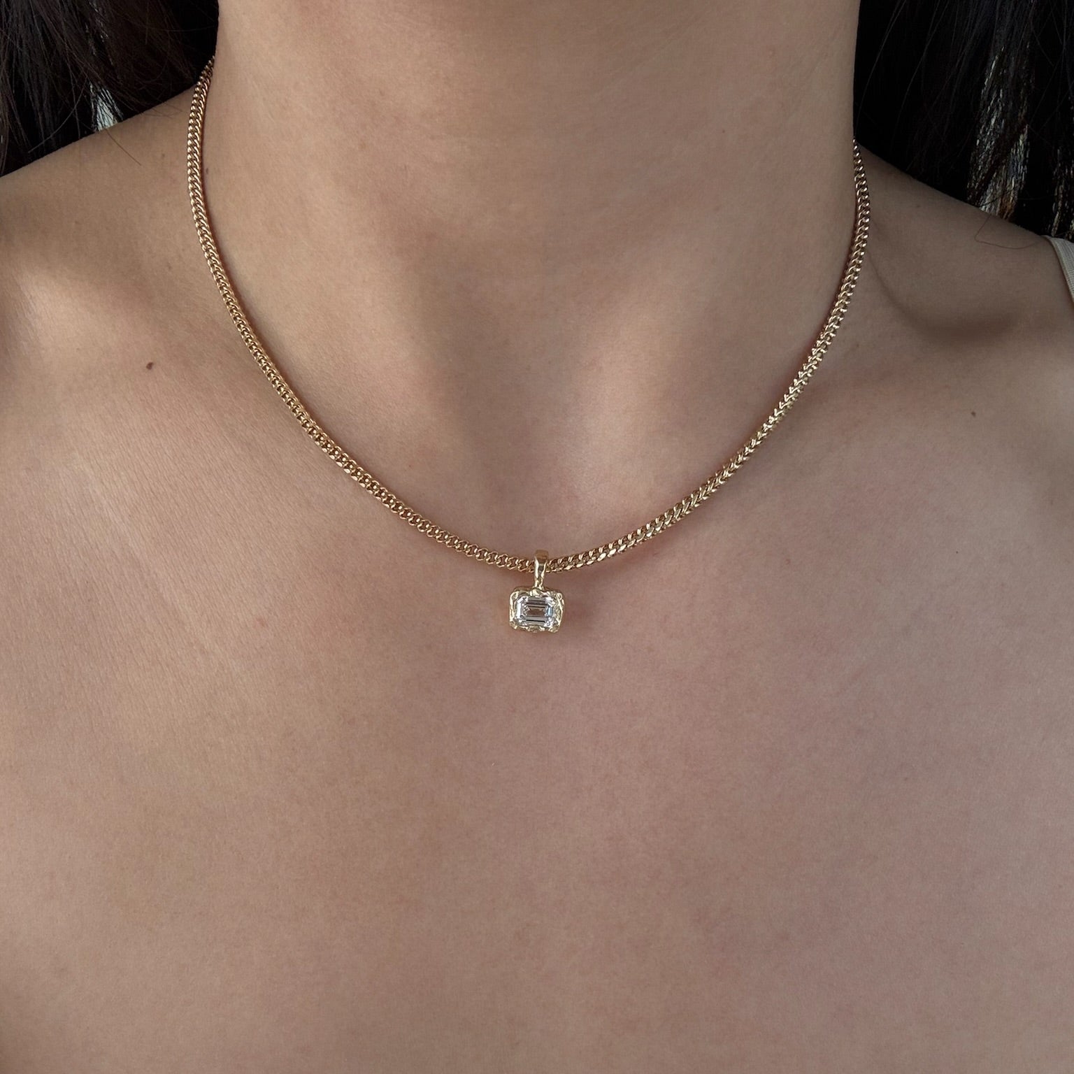 Petite Golden Hour Emerald Bezel Drop, image 3 of 7