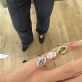 Mega Marquise Button Back Ring in Peridot