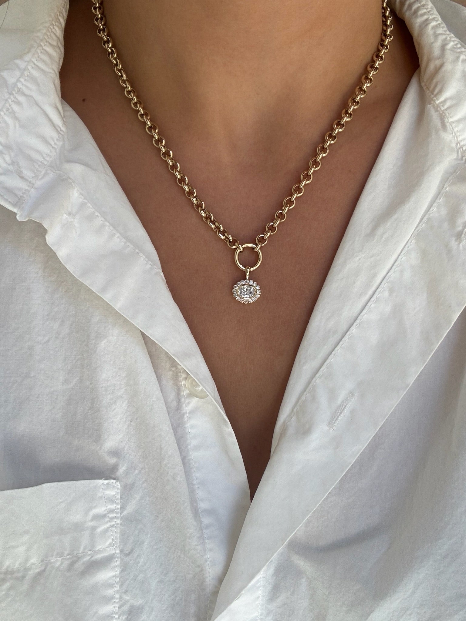 Petite East West Heirloom Pendant in Snow, image 2 of 8