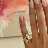 Mega Marquise Button Back Ring in Fancy Yellow
