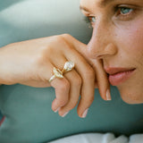 Mega Marquise Button Back Ring in Fancy Yellow