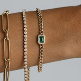 Emerald and Diamond Cuban Bracelet